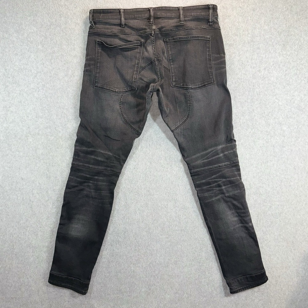 G-Star Raw 5620 3D Skinny‎ Jeans Mens 36x32 Black Distressed Stretch Rocker Moto - Picture 6 of 16